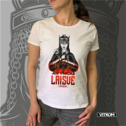 Marškinėliai moterims "Jos vardas Laisvė" su lietuviška atributika