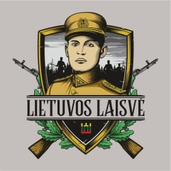 Pilki marškinėliai su lietuviška atributika vyrams