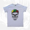 Pilki vyriški marškinėliai su kaukolės dizainu