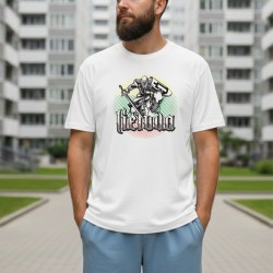 Vyriški marškinėliai VITKOM Pirmyn riteris ir užrašas Lietuva