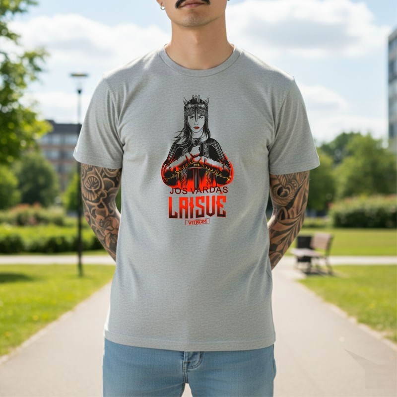 Vyriški marškinėliai VITKOM Jos vardas Laisvė pilki