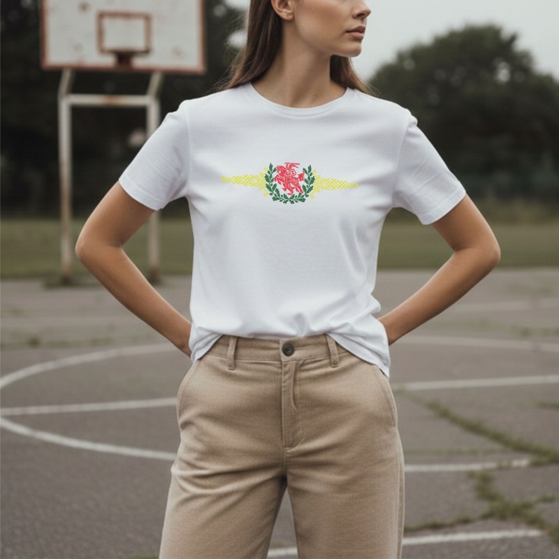 Moteriški marškinėliai Vitkom Vytis Vintage II balti
